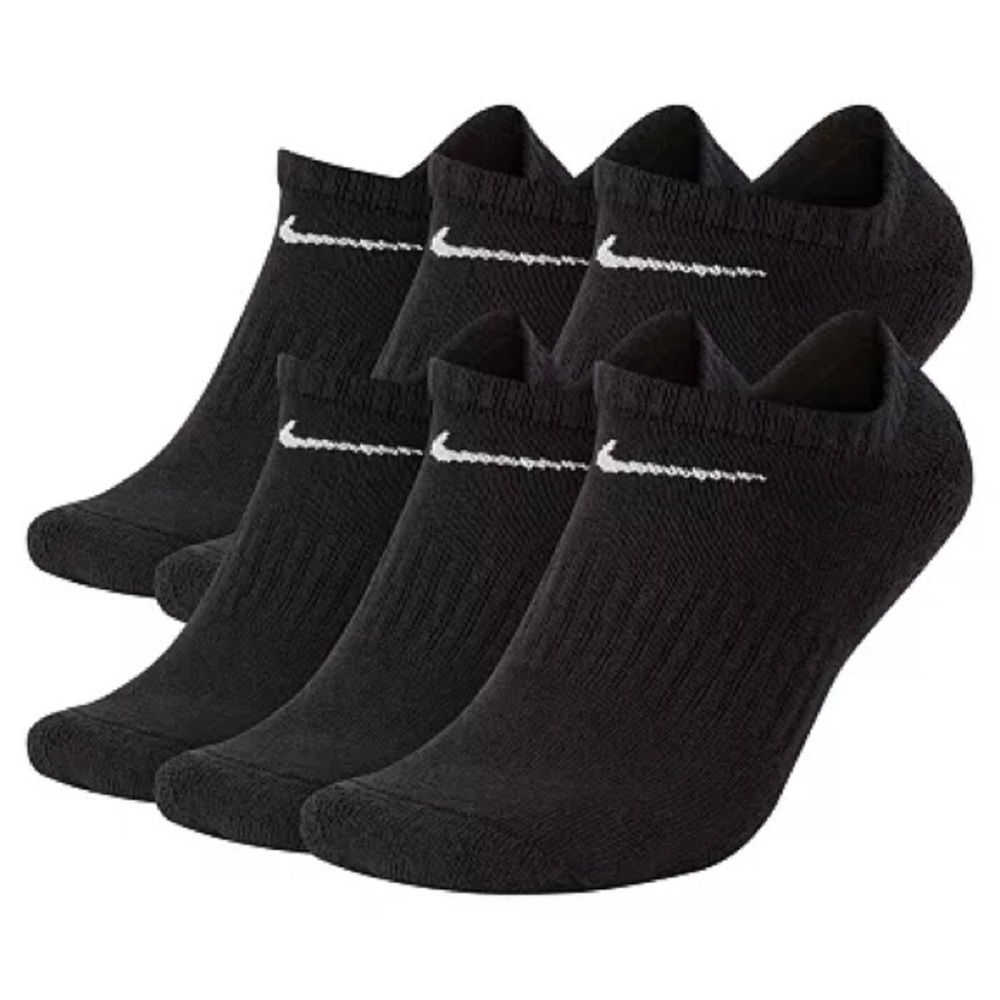 12 pairs Nike everyday Cotton Cushioned No Show Socks drifit Black SX7675-010 - Picture 2 of 16